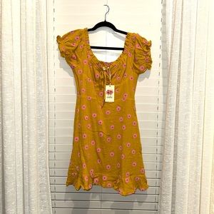 yellow and pink dress